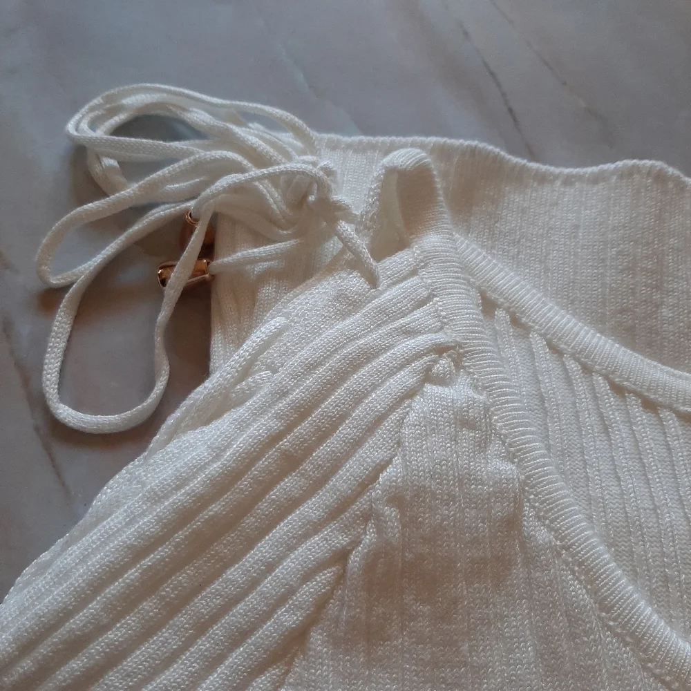 White Ribbed Sweater Top - Picture 7 of 8